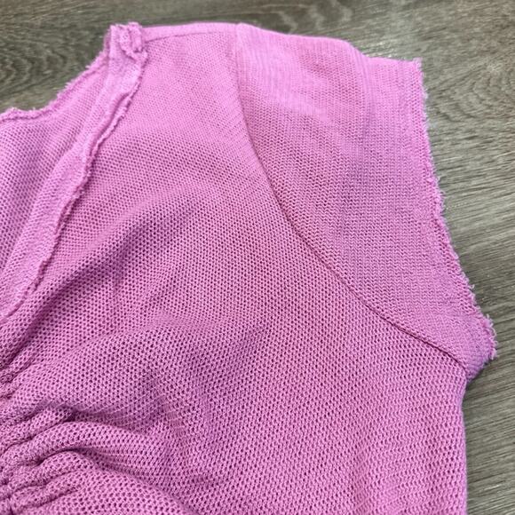 Free People Pink Ruched Crop Top - Picture 4 of 8